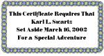 Dad's Special Adventure certificate