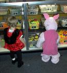 Piglet (Libby) and a friend check out prizes