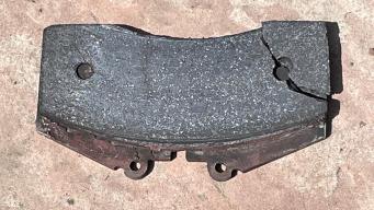 Cracked inner left brake pad